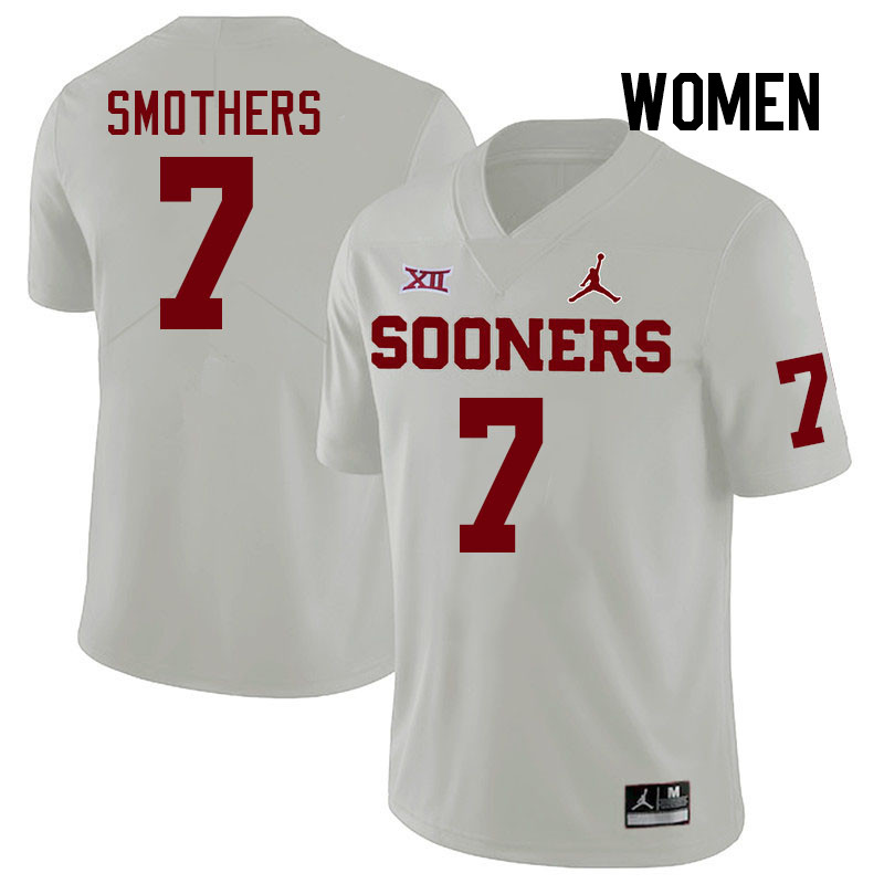 Women #7 Daylan Smothers Oklahoma Sooners College Football Jerseys Stitched-White